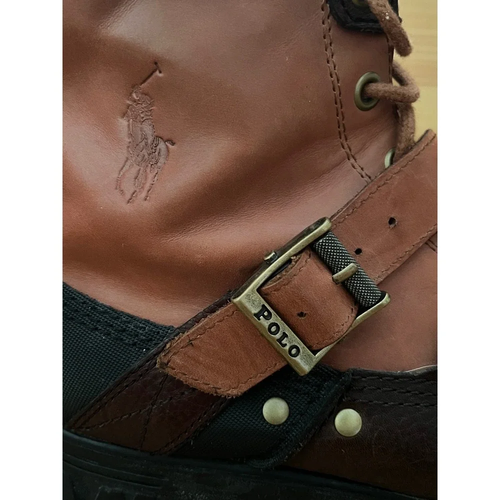 Polo Ralph Lauren Tavin Leather Shearling Duck Boots Mens 12D Brown 0862